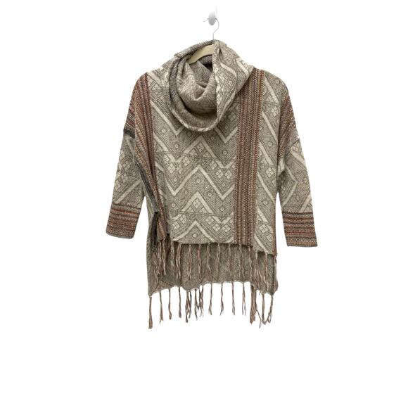 Free People Be The One Fringe Cowlneck Poncho Sweater Wool Alpaca Size Medium - Picture 4 of 12